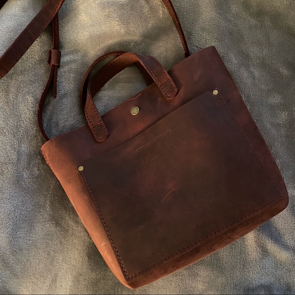 Portland Leather Goods Mini Crossbody Tote in Merlot - Picture 5 of 7